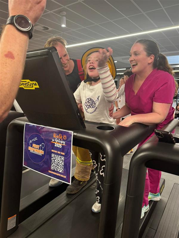 One of the team's inspirers finished off the last few minutes on the treadmill